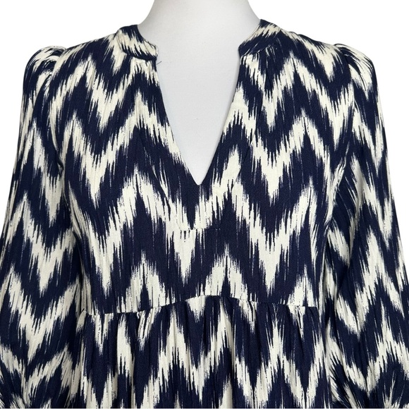 Tuckernuck Pomander Place Kenzo Dress Navy White Ikat Tiered Preppy Shift XXS - Picture 7 of 12